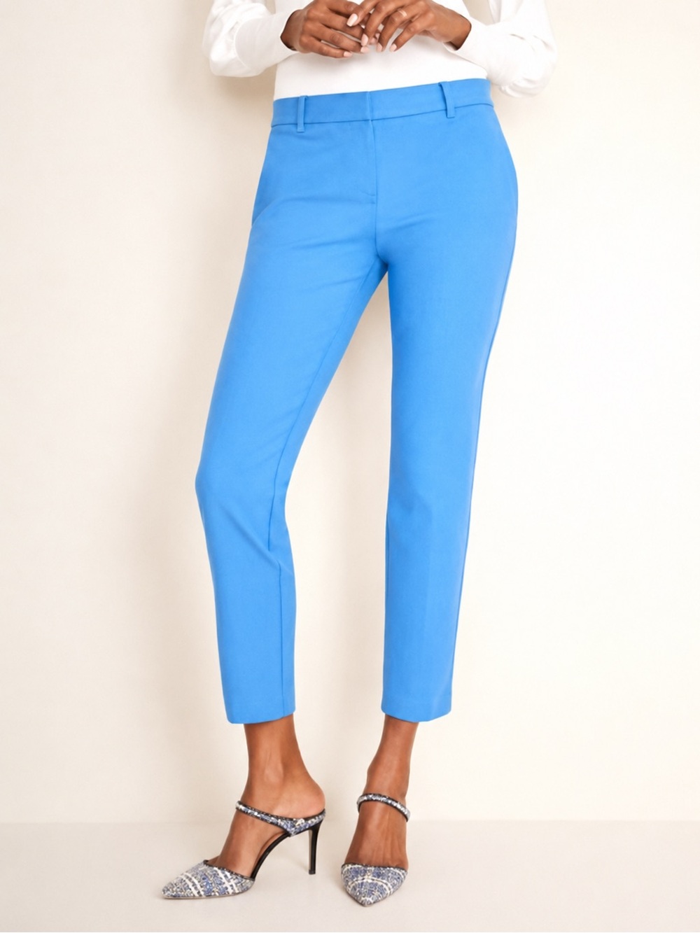 Ann Taylor Stretch Straight Leg Ankle Chino Pants Blue Women's Size 2 Petite